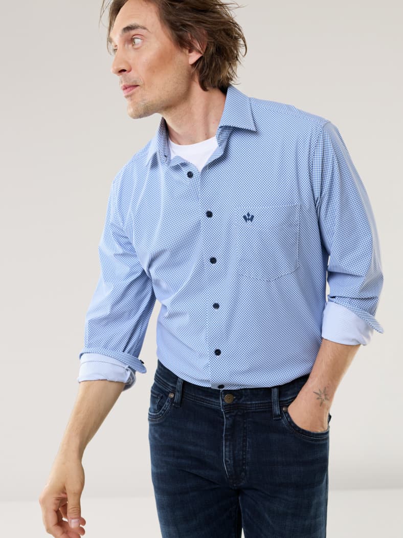 Extraglatt-Hemd Stretch & Relax Minimal Blau