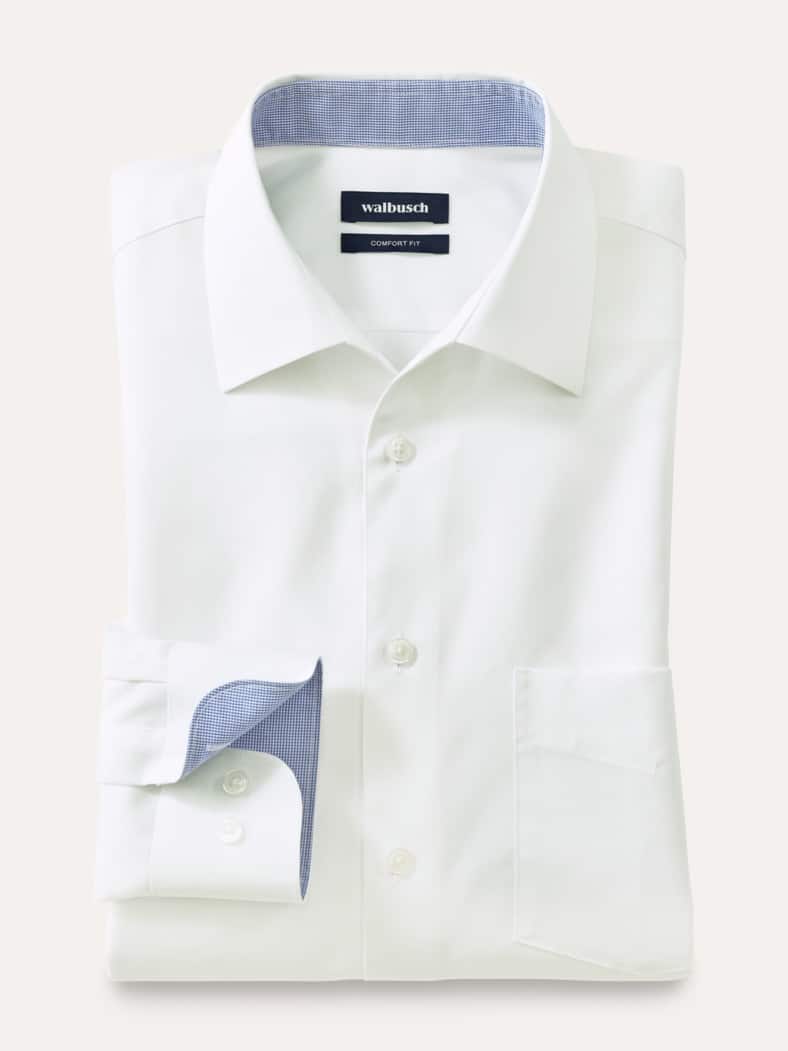Extraglatt-Hemd Walbusch-Kragen Uni Weiß