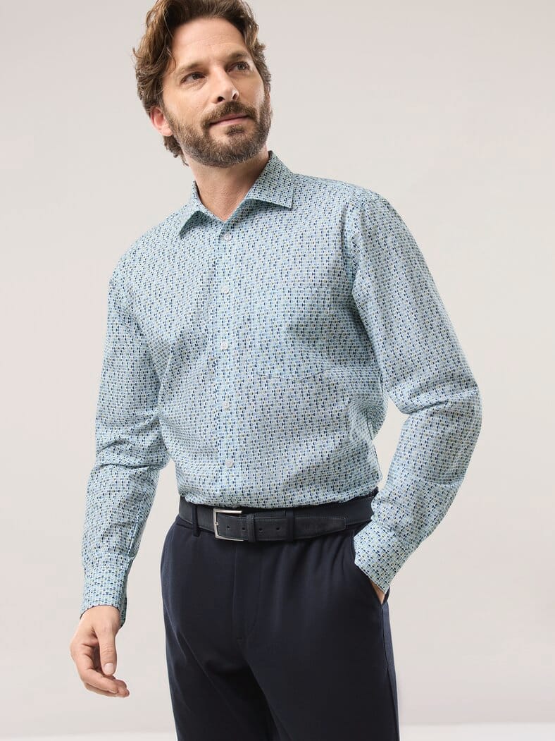 Extraglatt-Hemd Walbusch-Kragen Druck Kugel