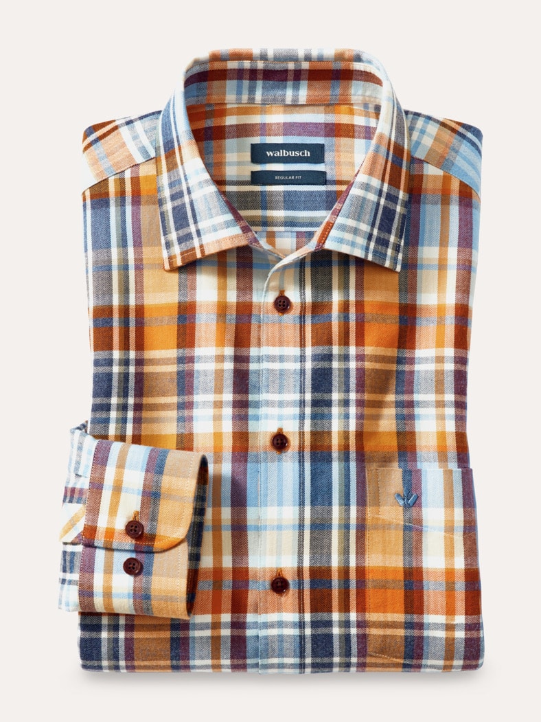 Premium-Flanell Hemd Karo Safran