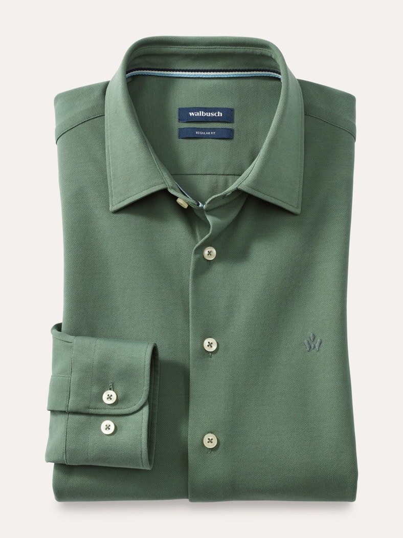 Comfort-Pique Hemd Salbei