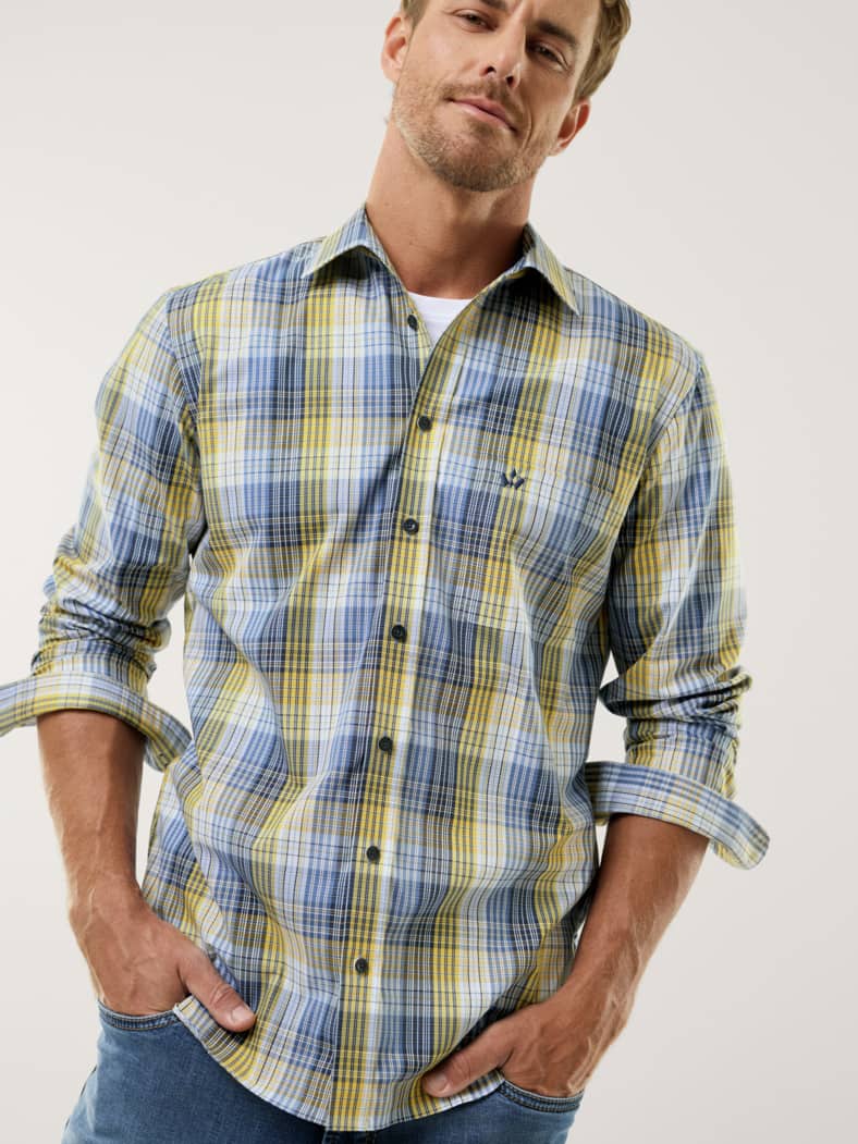 Extraglatt-Hemd Karo Gelb