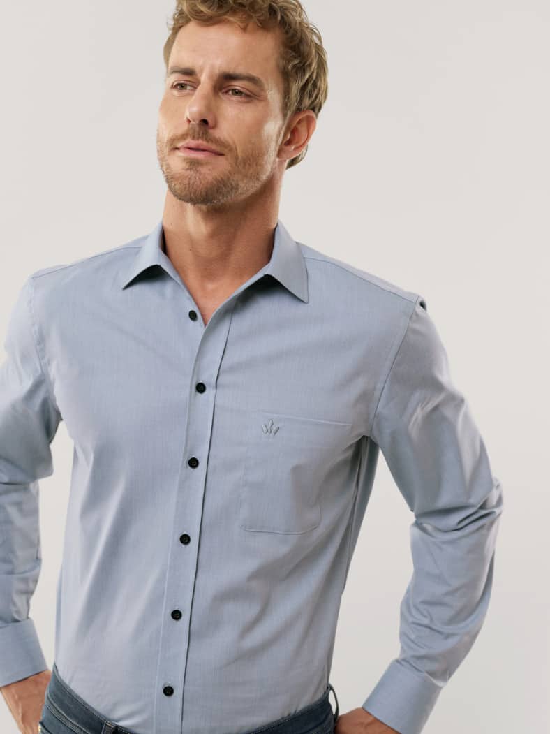 Extraglatt-Hemd Uni Blau