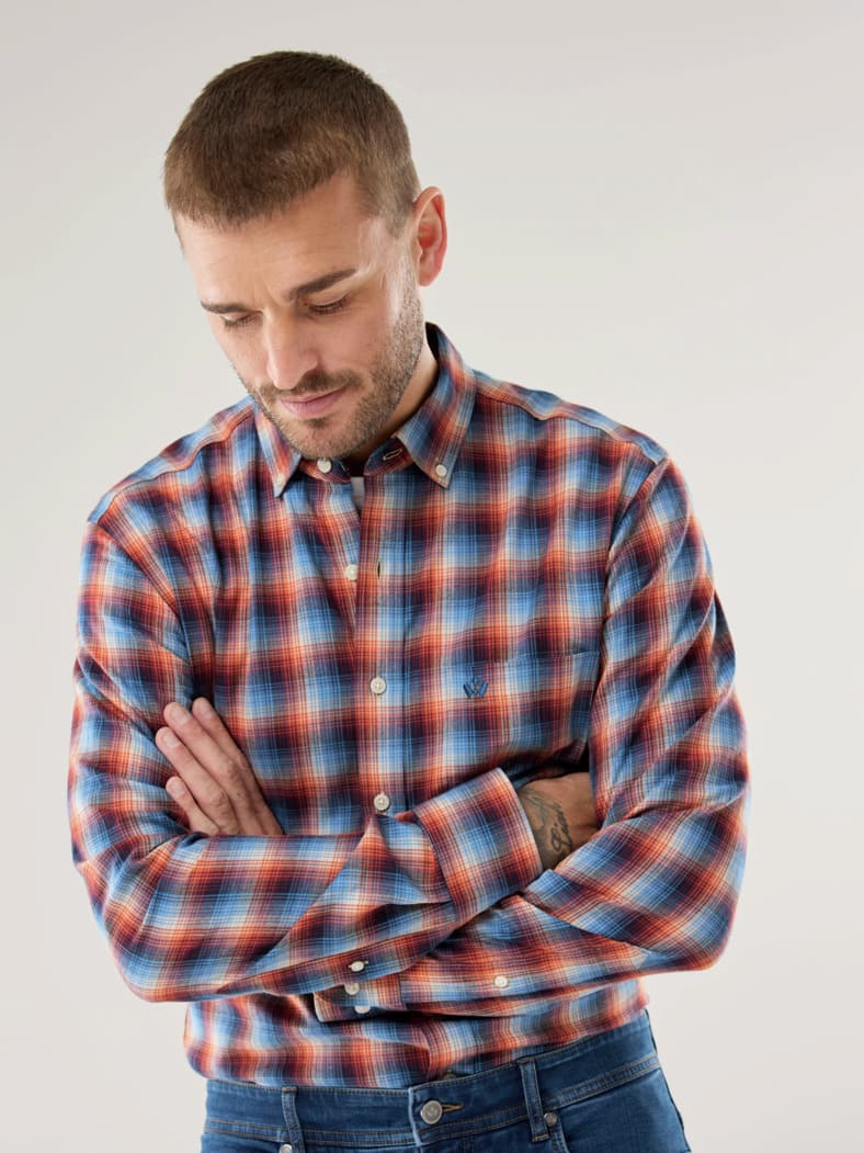 Cashmere-Mix-Hemd Karo Terra