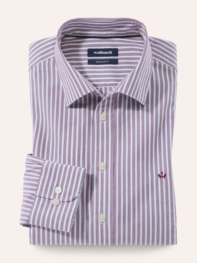 Hemd aus Royal-Oxford Streifen Bordeaux