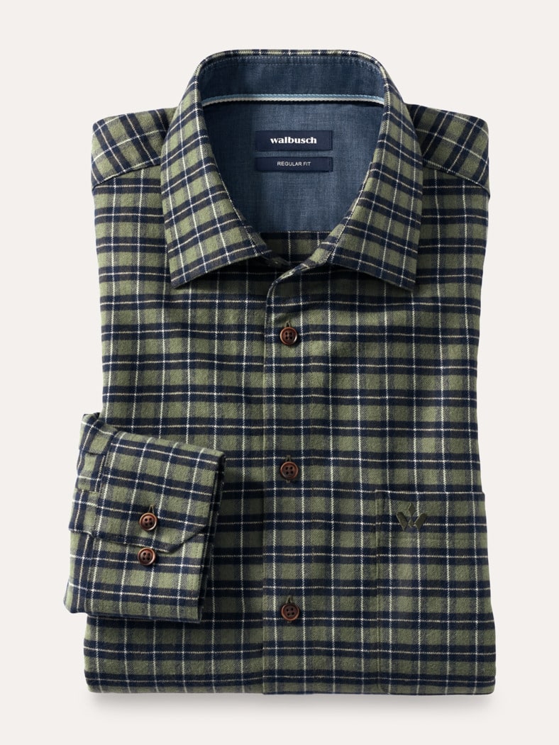 Sturmtief Flanell-Hemd Karo Oliv