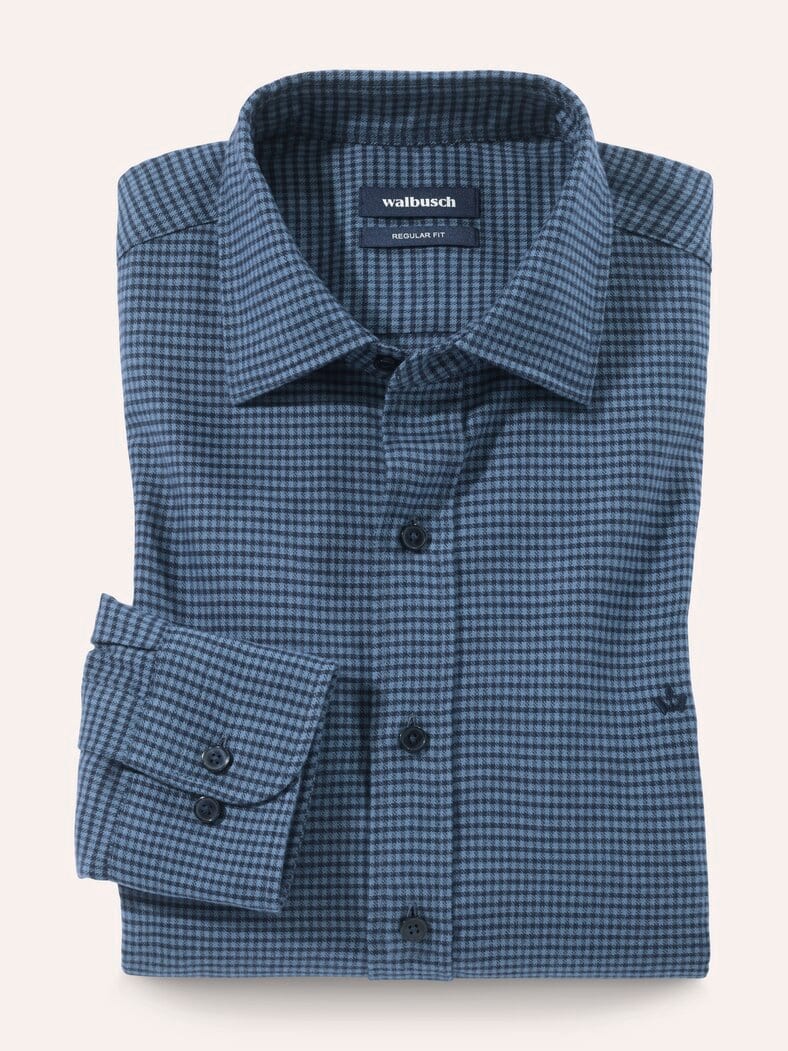 Soft-Flanell Hemd mit Kent-Kragen Minikaro Marine