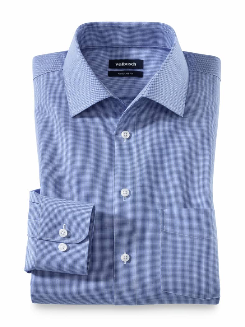 Extraglatt-Hemd Walbusch-Kragen Minivichy Blau