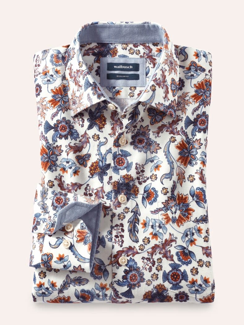 Softflanell-Hemd Druck Wollweiß