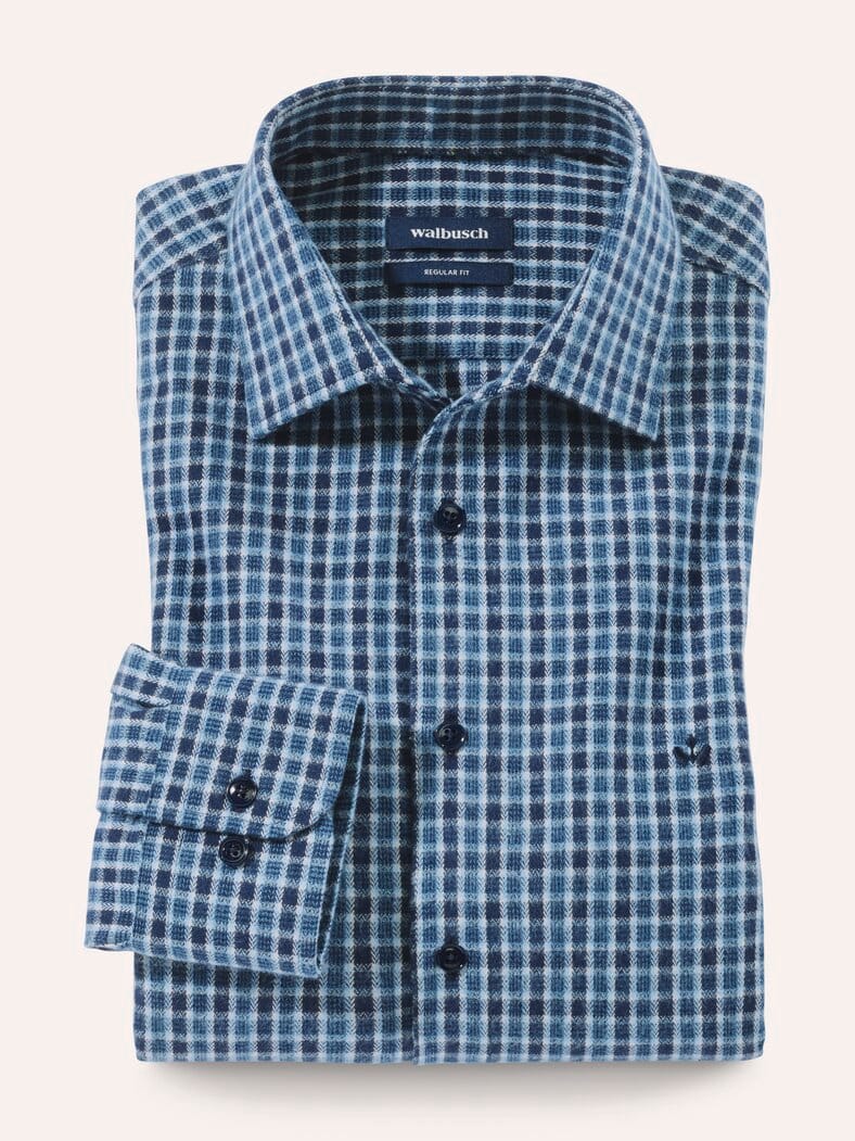 Hemd aus portugiesischem Flanell Minikaro Marine