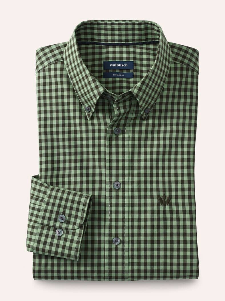 Soft-Cotton Hemd Vichy Oliv