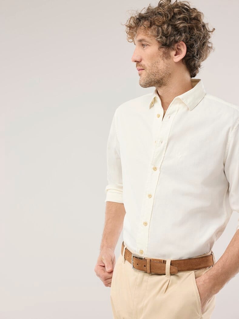 Überfärber-Hemd Wollweiß