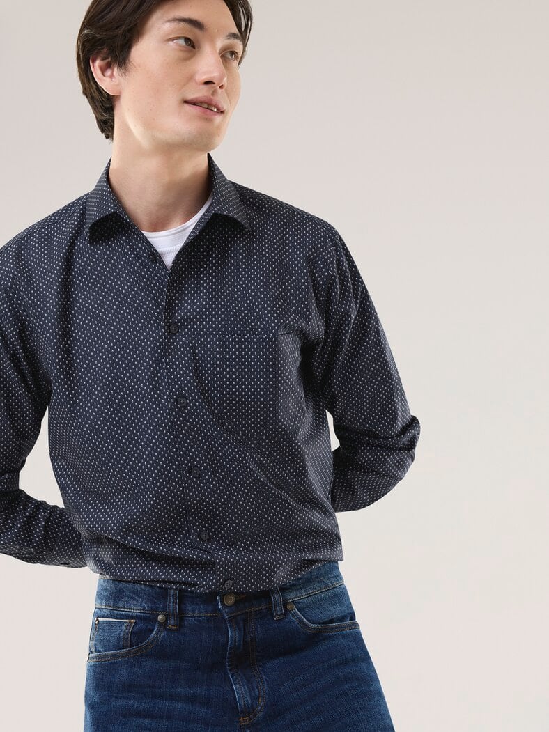 Extraglatt-Hemd Walbusch-Kragen Minimal Druck