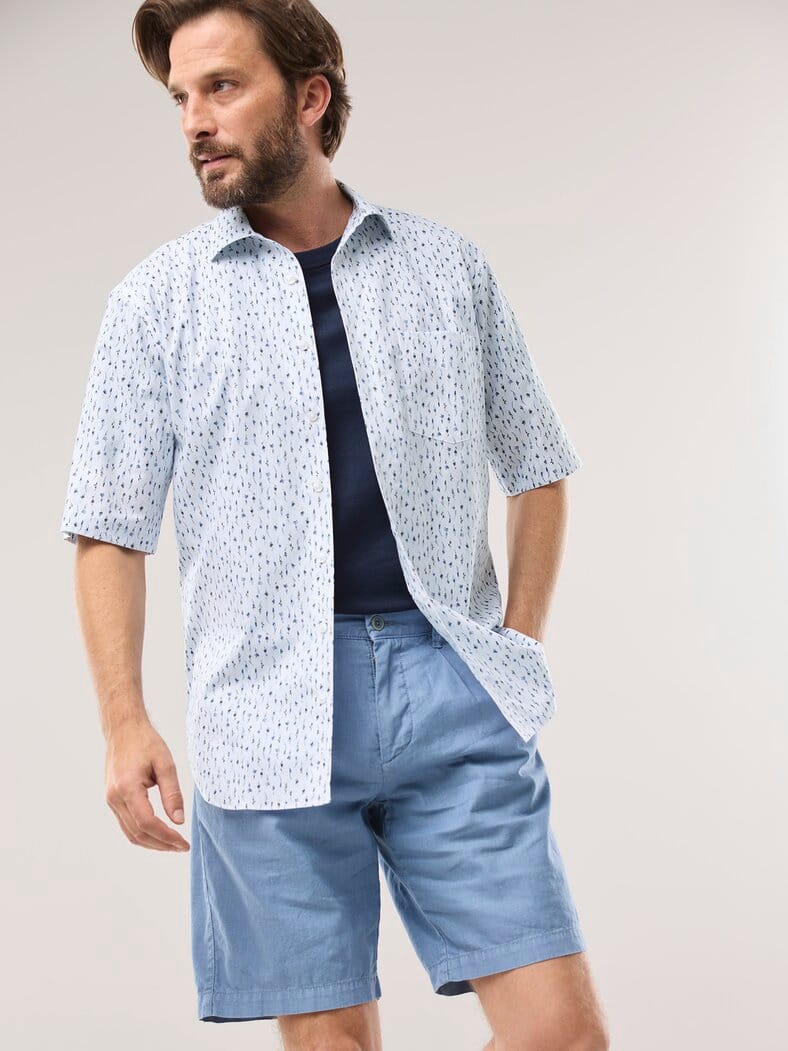 Extraglatt-Hemd Walbusch-Kragen Blumen Druck