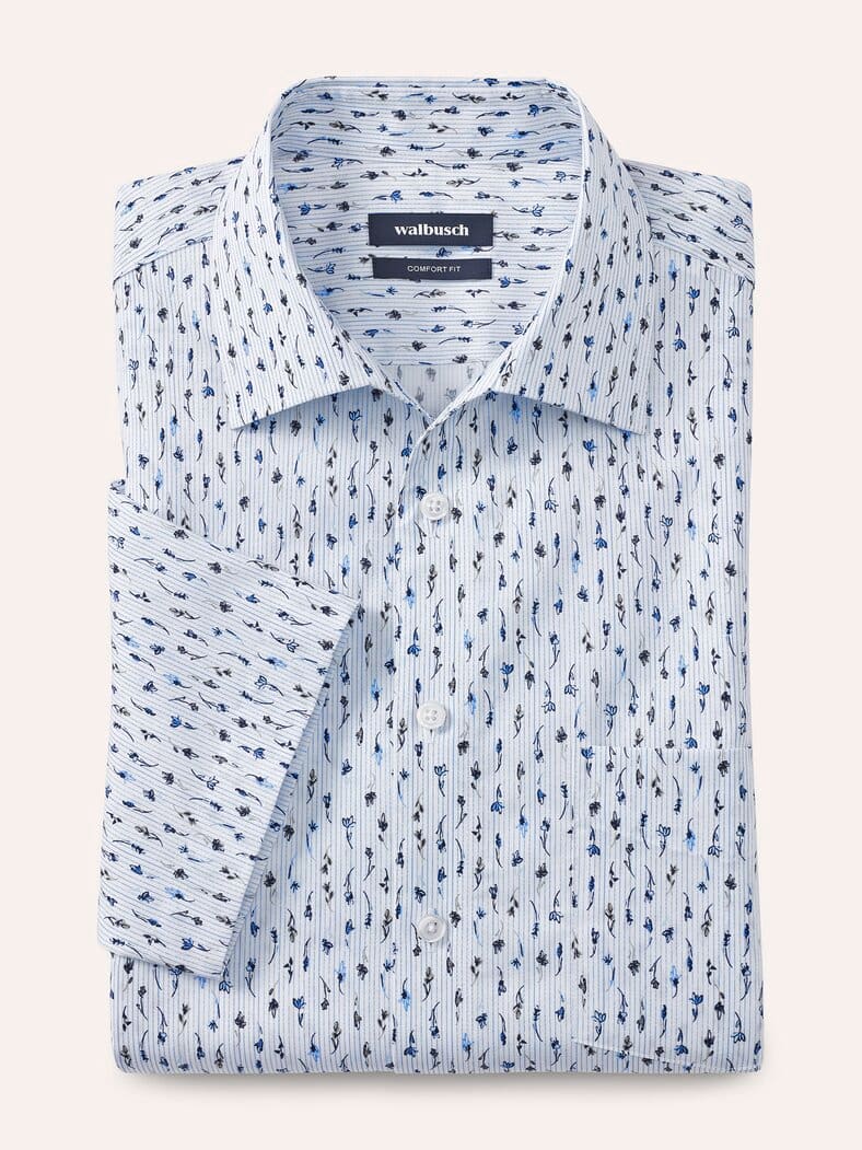 Extraglatt-Hemd Walbusch-Kragen Blumen Druck