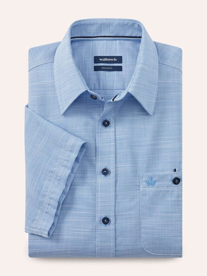 Tropical Kurzarm-Hemd Uni Bleu