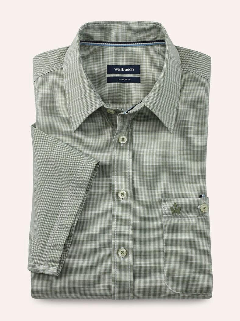 Tropical Kurzarm-Hemd Uni Schilf