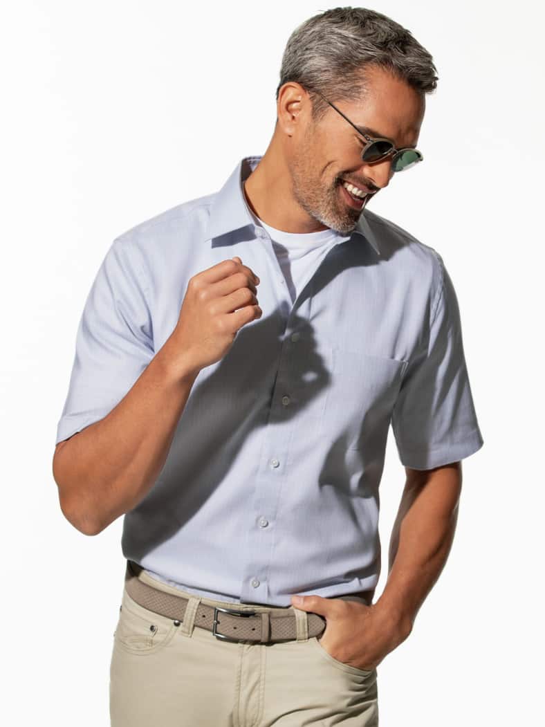 Extraglatt-Hemd Kent-Kragen Gitterkaro Grau