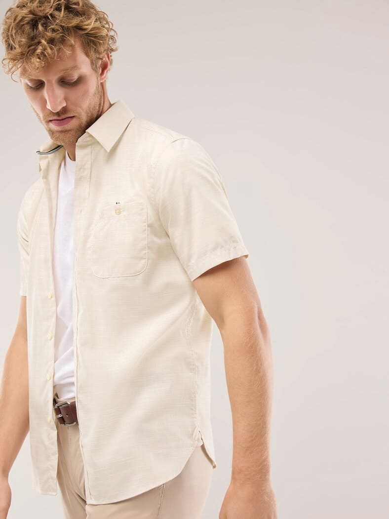 Tropical Kurzarm-Hemd Uni Natur