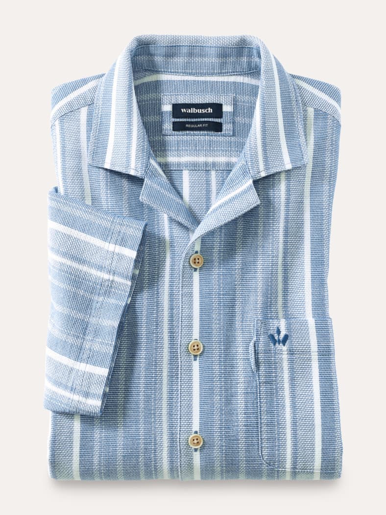Baumwoll-Hemd Summer Breeze Streifen Bleu
