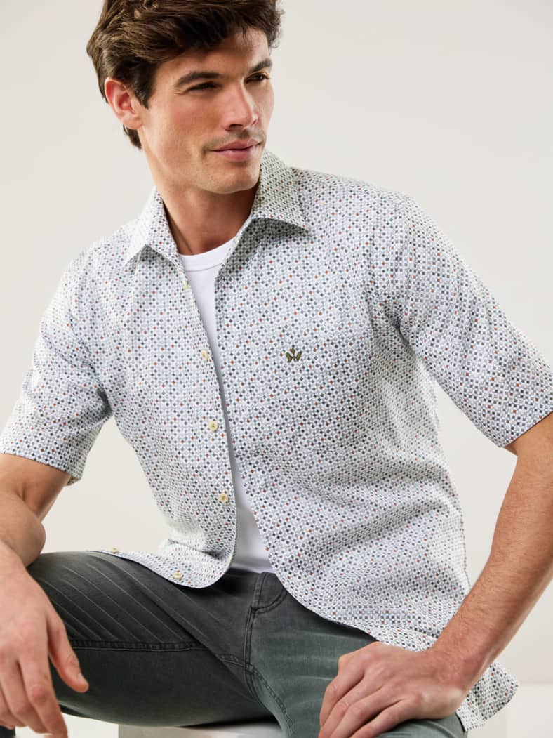 Extraglatt-Hemd Tropical Druck Minimal