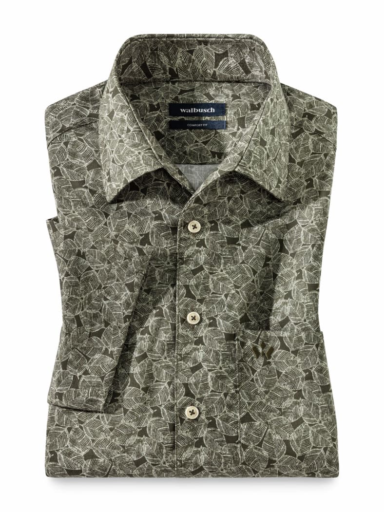 Extraglatt-Hemd Tropical Druck Blatt