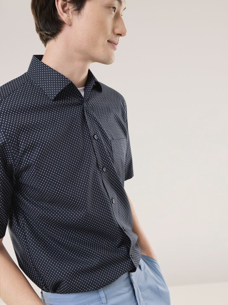 Extraglatt-Hemd Walbusch-Kragen Minimal Druck