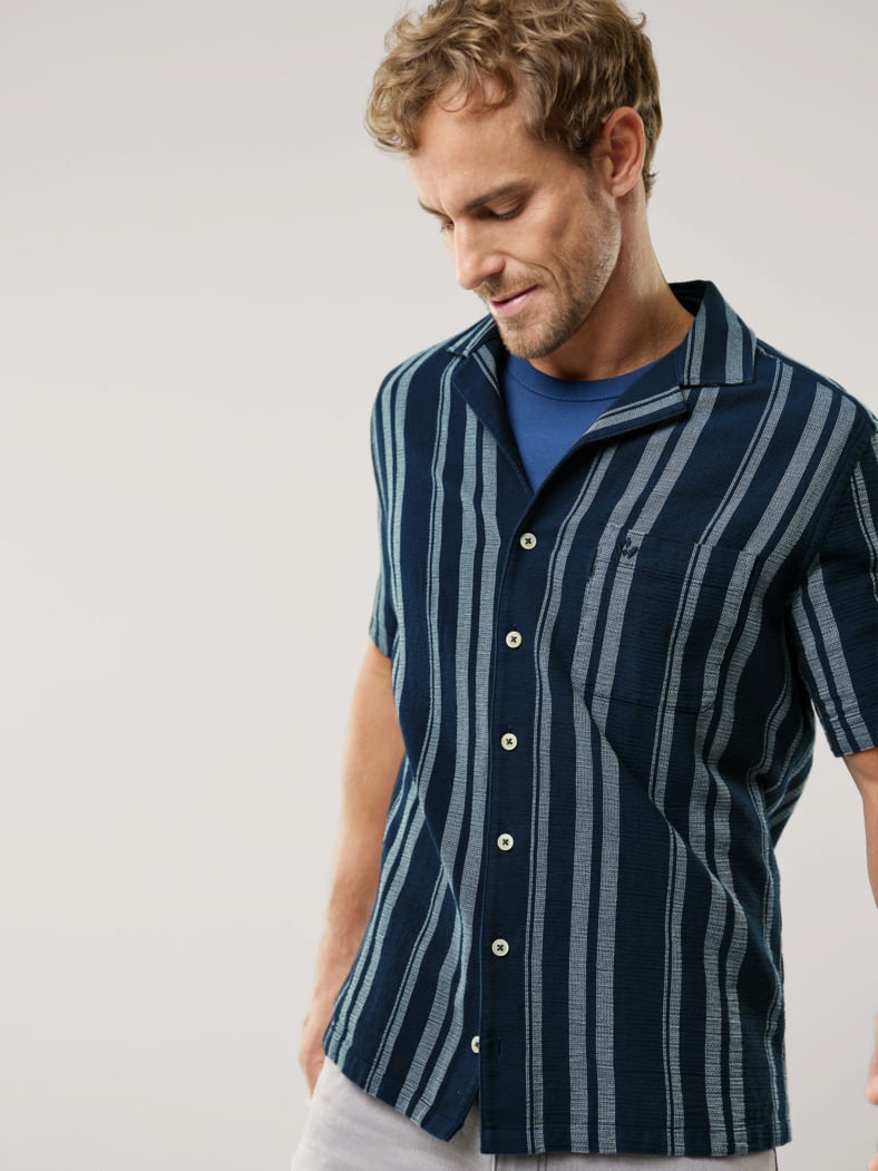 Baumwoll-Hemd Summer Breeze Streifen Marine