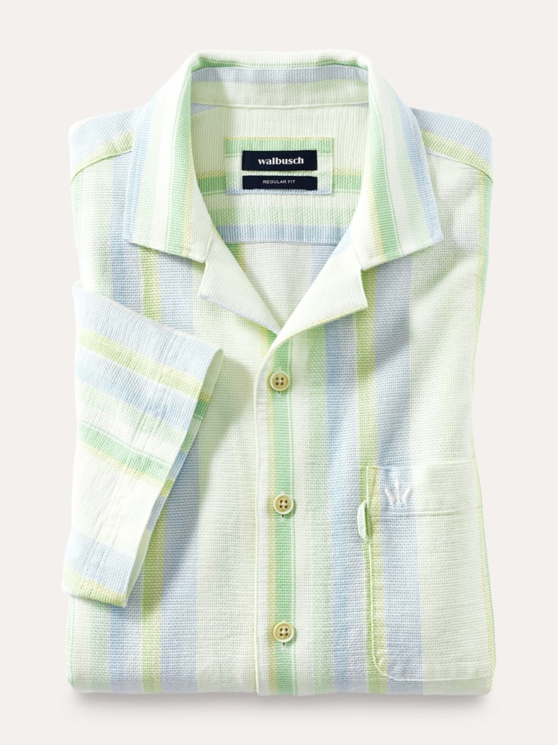 Baumwoll-Hemd Summer Breeze Streifen Minze