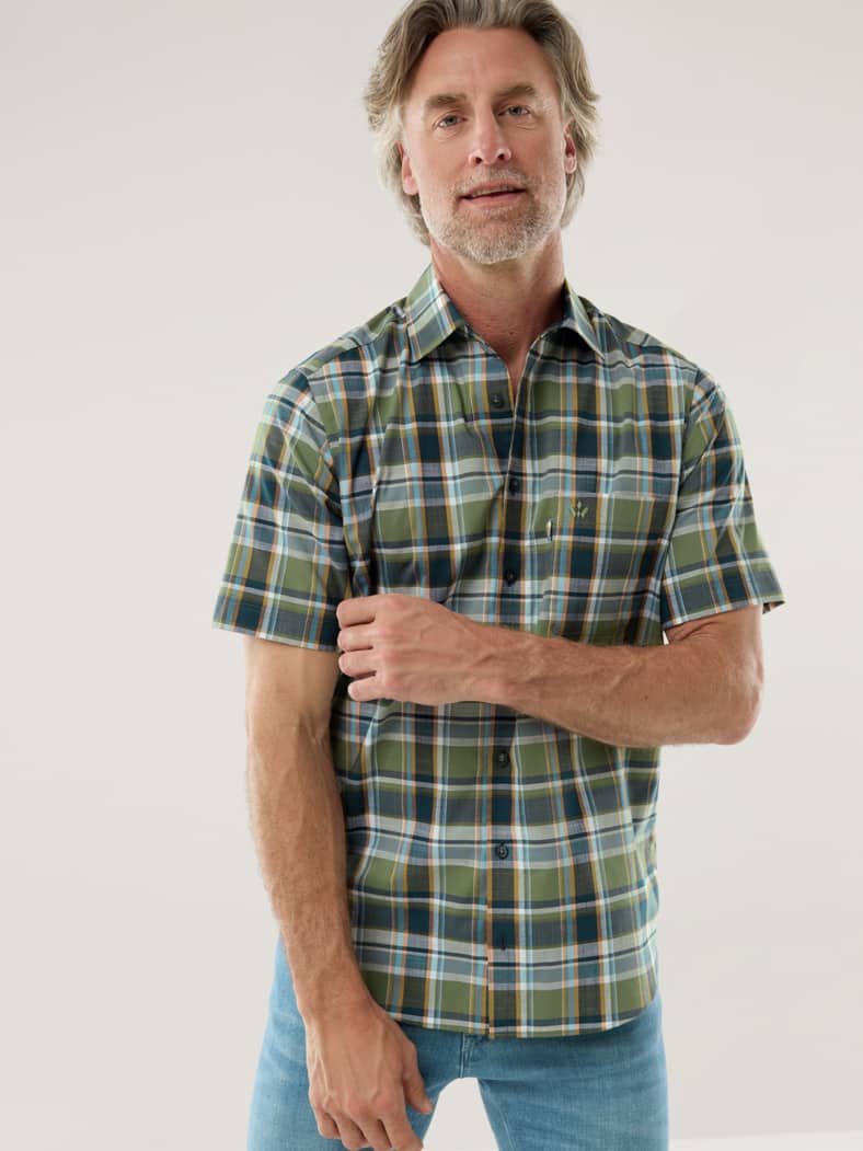 Tropical-Hemd Easycare Karo Schilf