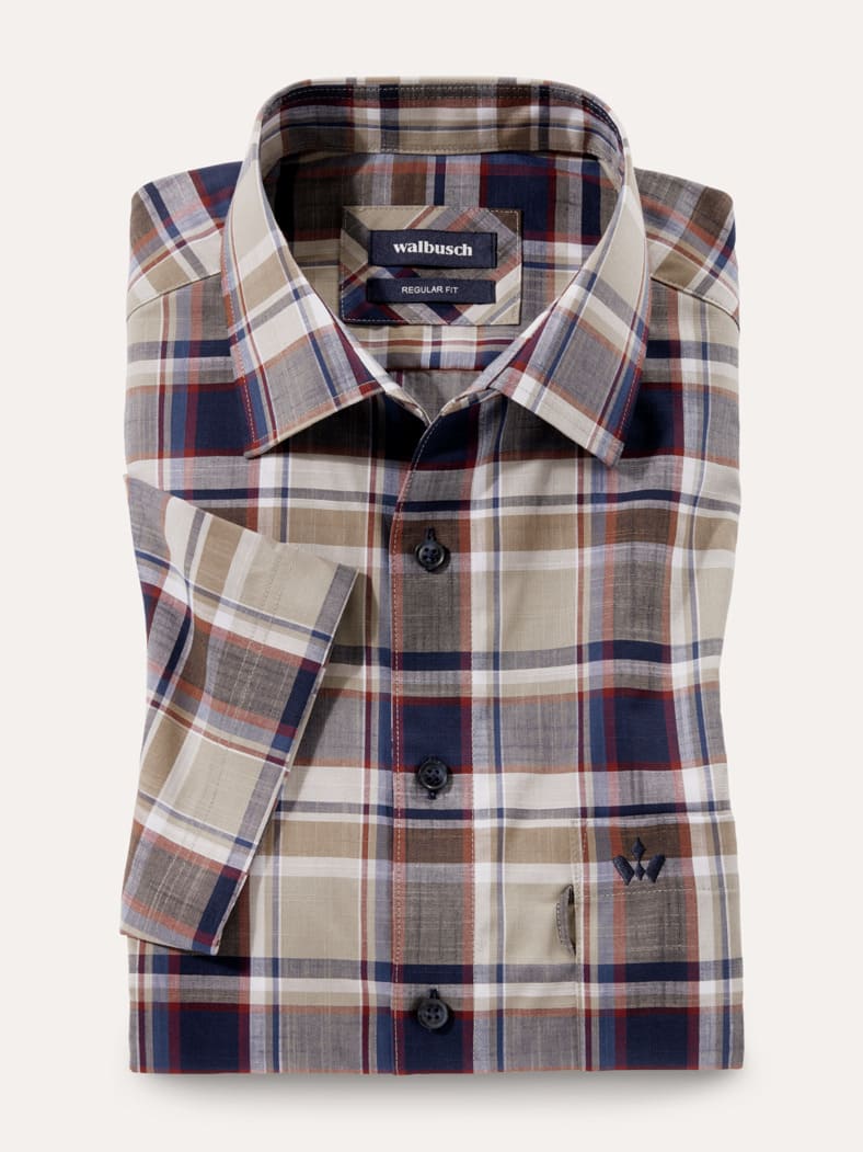 Tropical-Hemd Easycare Karo Natur