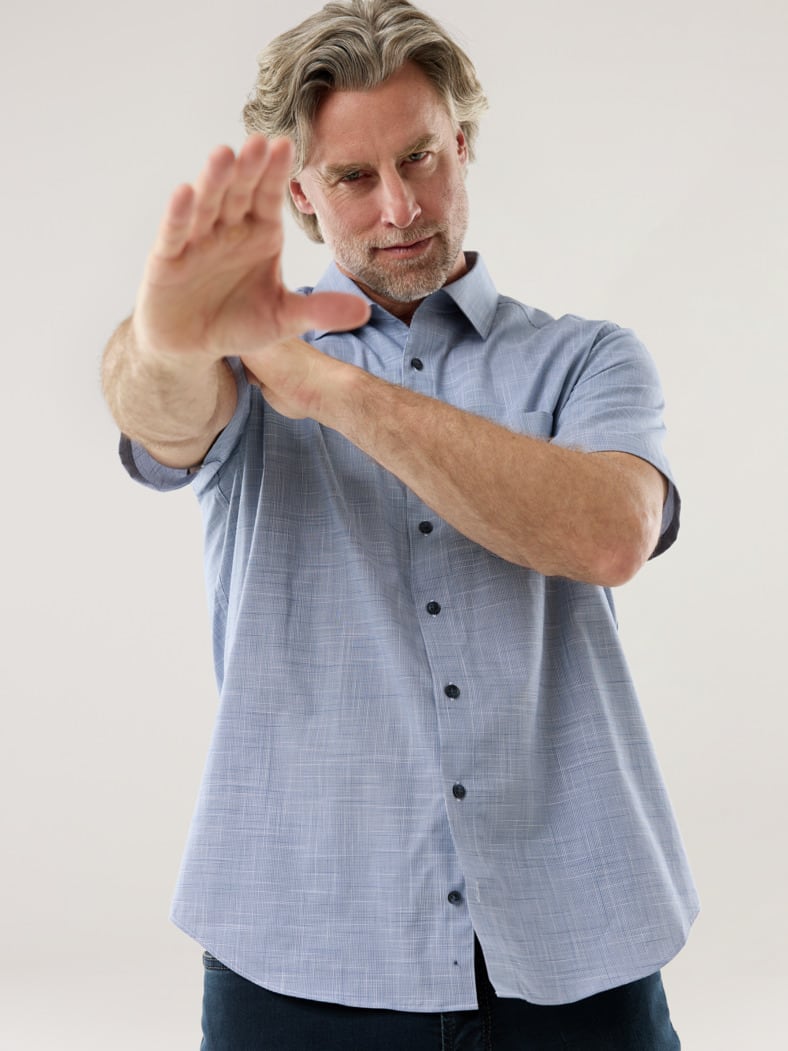 Tropical-Hemd Easycare Minikaro Blau