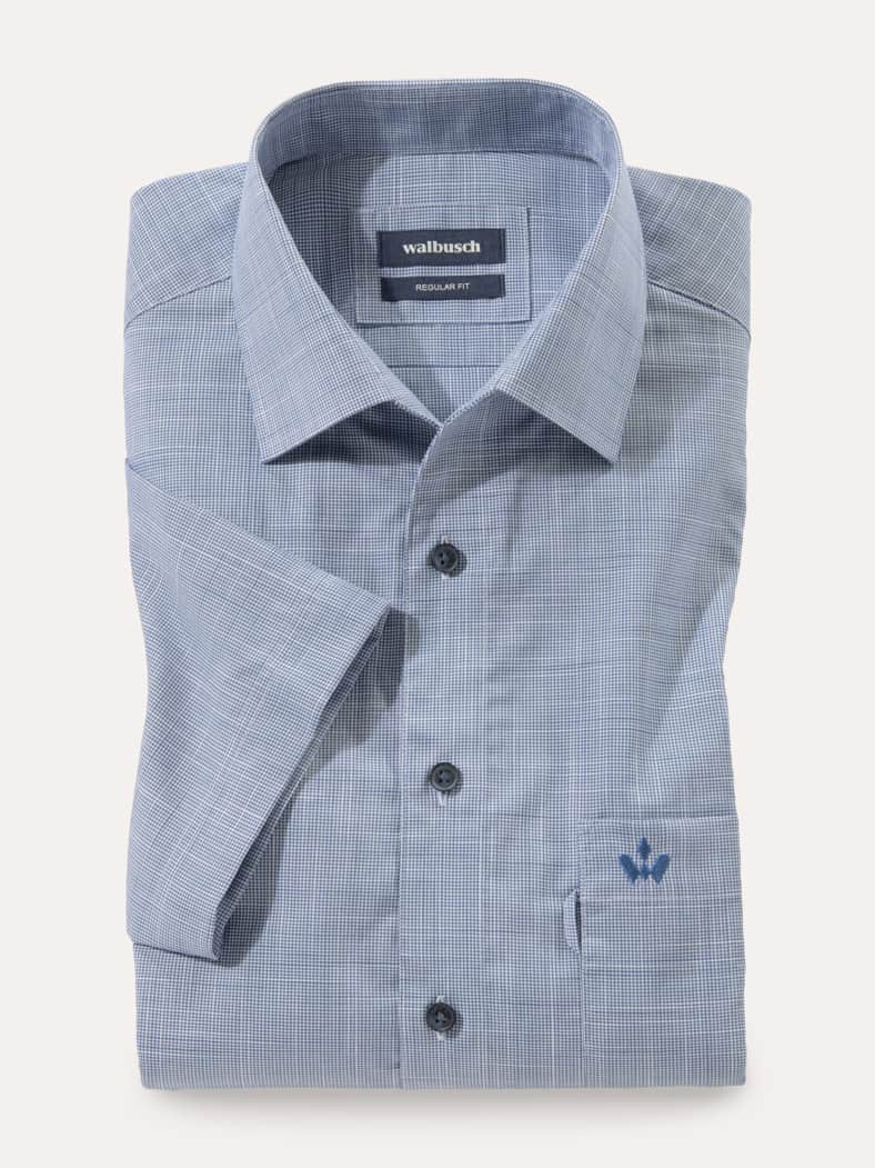 Tropical-Hemd Easycare Minikaro Blau