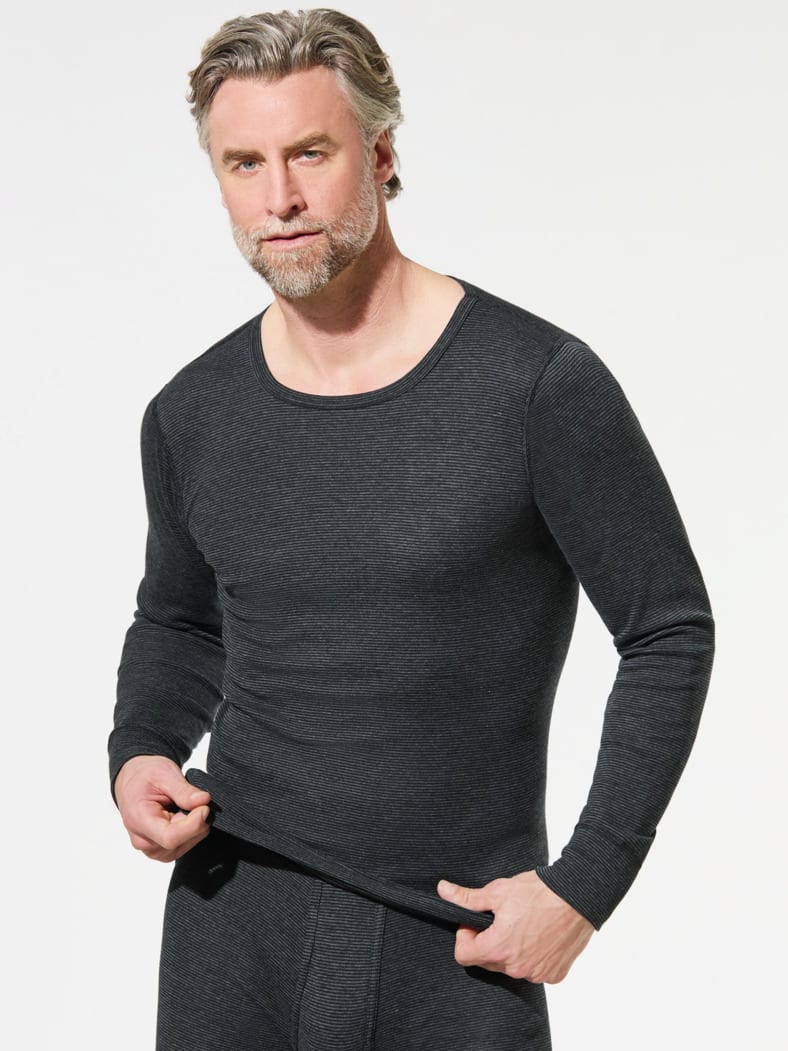 Thermo-Langarmshirt 2er-Pack Anthrazit Gestr