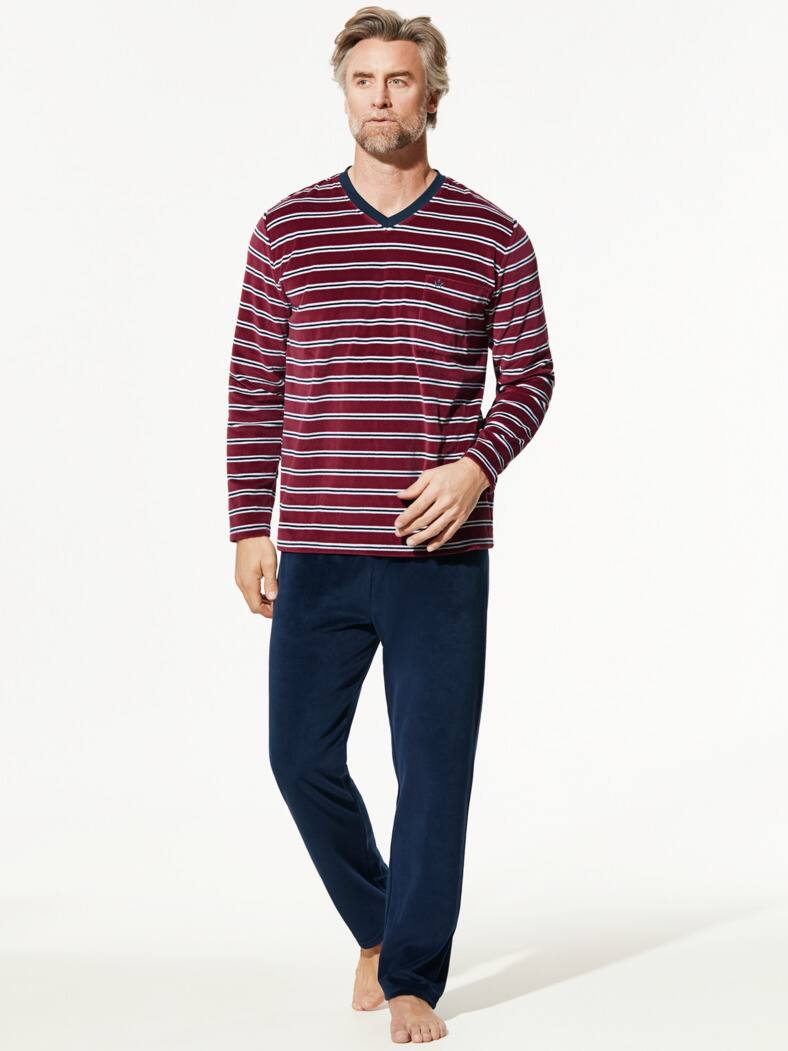 Nicki-Schlafanzug Softfeel Dunkelrot