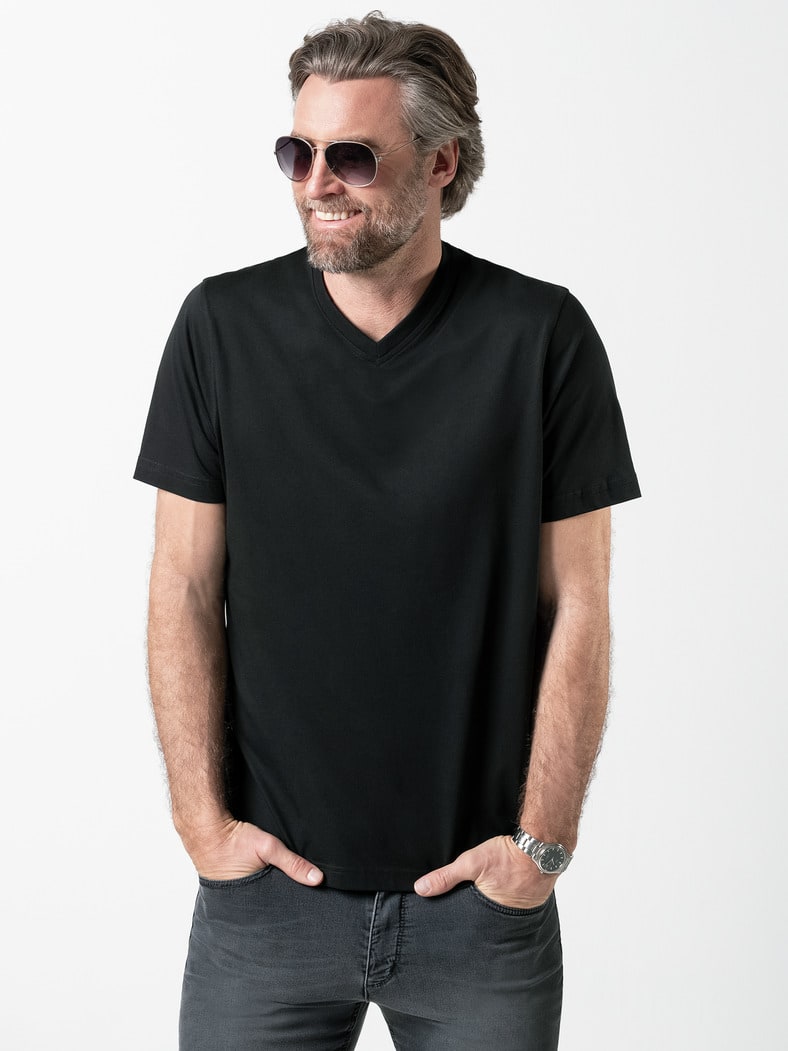 T-Shirt V-Ausschnitt Schwarz
