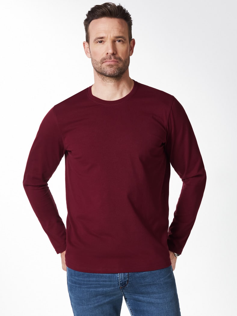 Langarm-Shirt Rundhalsausschnitt Burgund