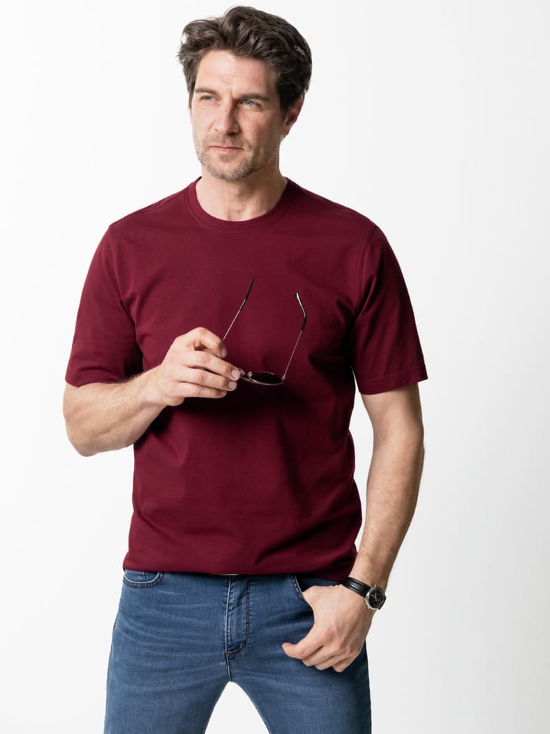 T-Shirt Rundhalsausschnitt Burgund