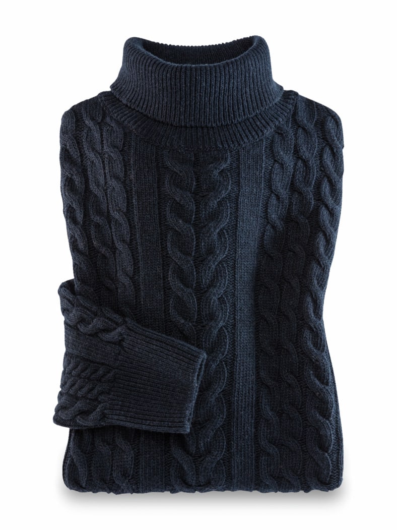 Aran-Zopfpullover Marine