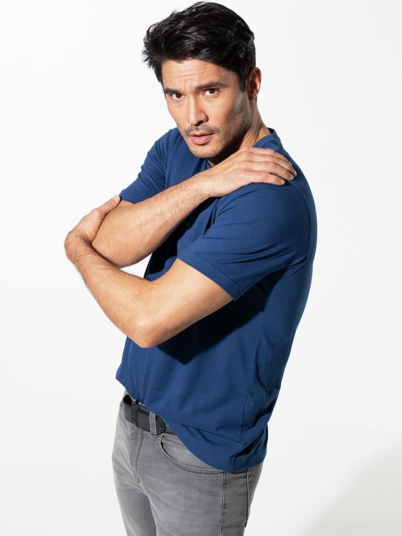 T-Shirt Rundhalsausschnitt Blau