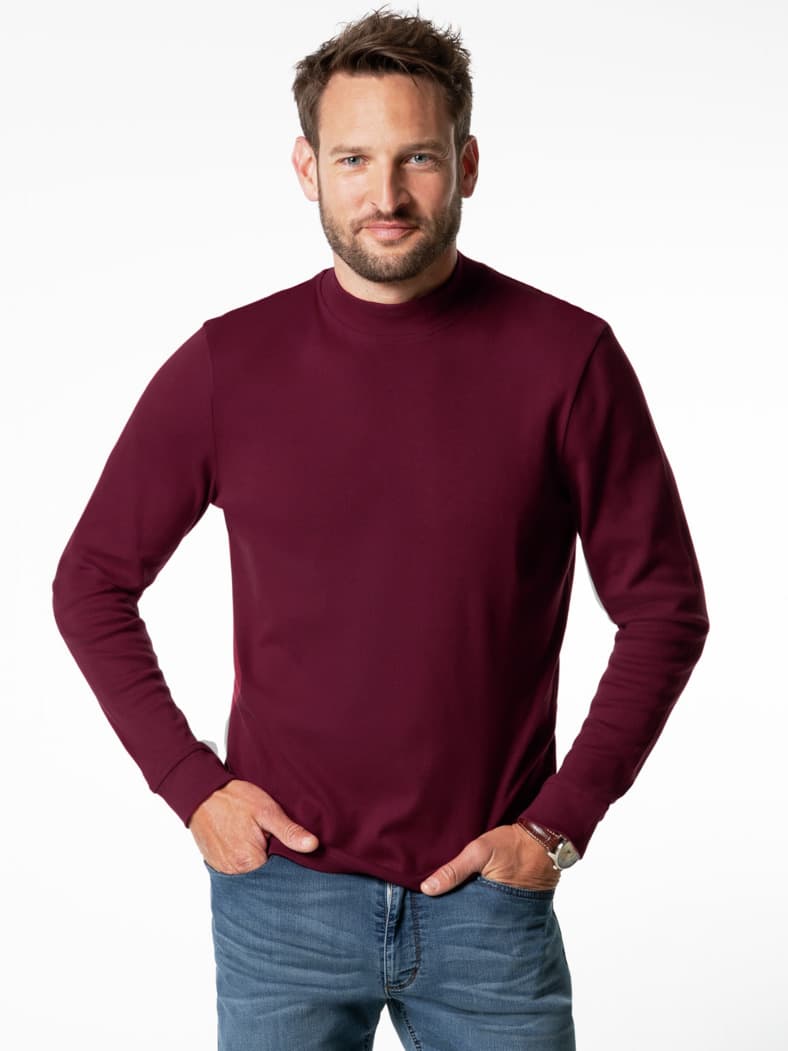 Langarm-Shirt Stehkragen Burgund