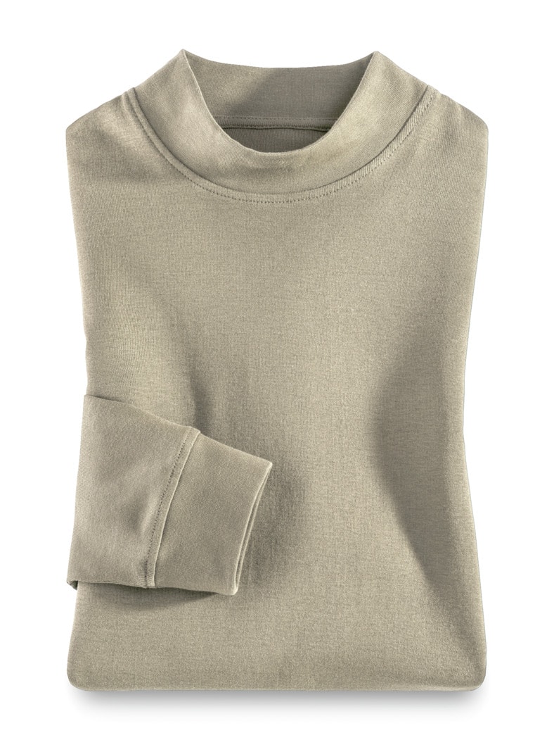 Langarm-Shirt Stehkragen Beige