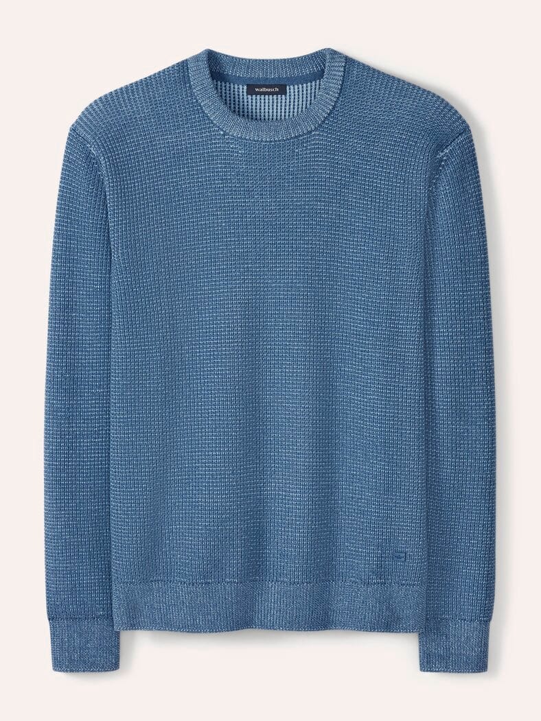 Strukturpullover Bicolor Jeansblau