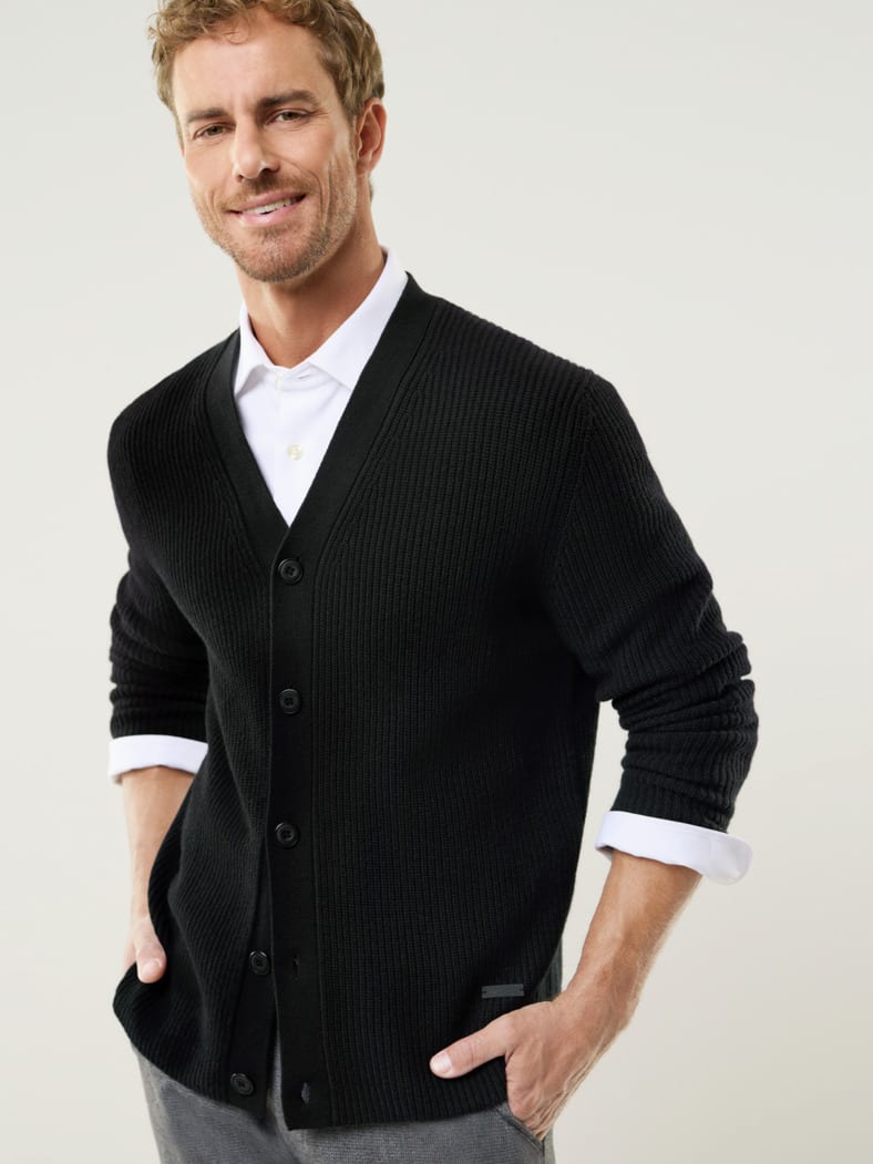 Patentstrick-Cardigan Schwarz