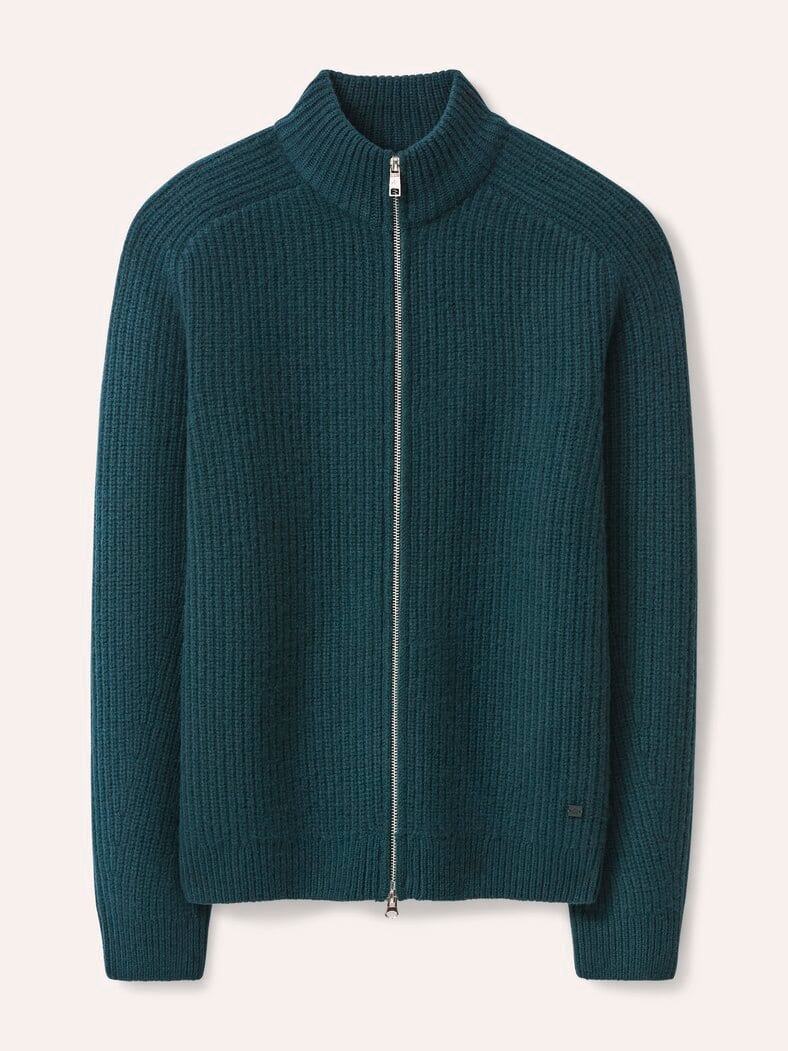 Grobstrick-Jacke mit Cashmere Blaugrün