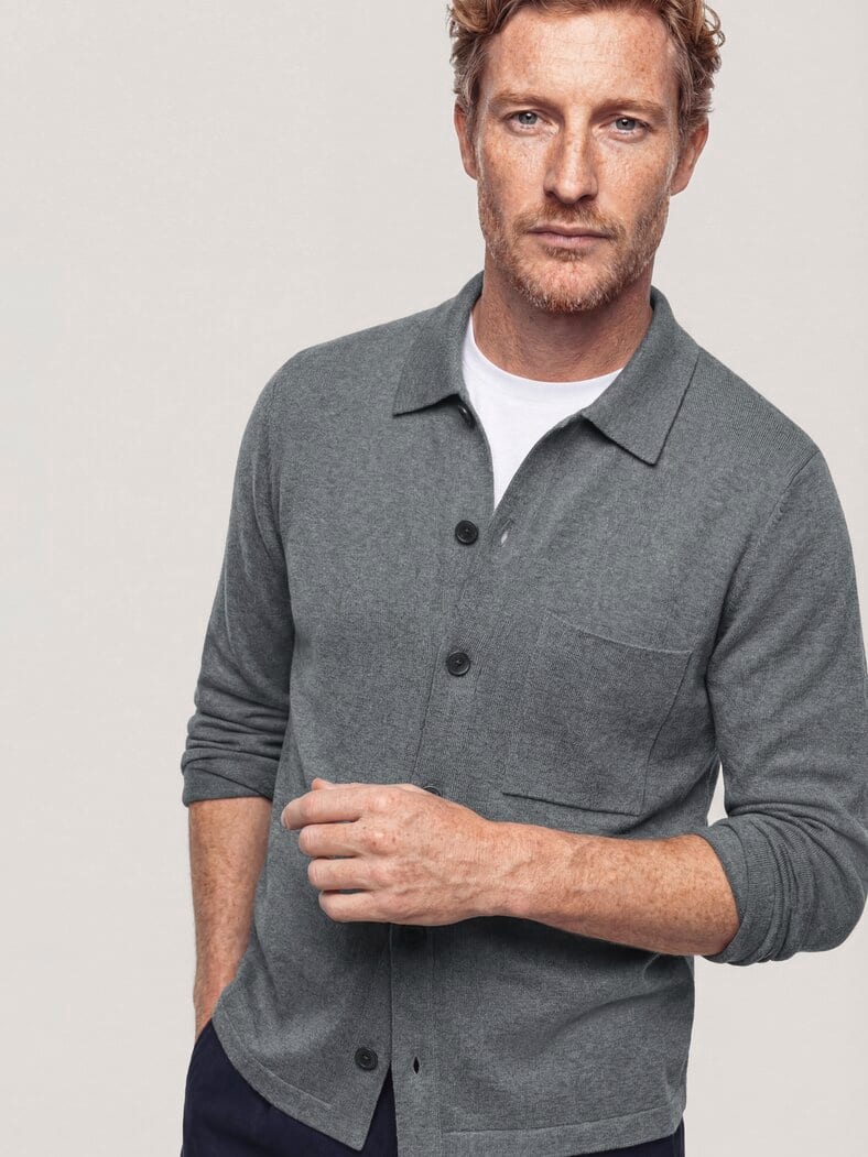 Milano Strickjacke mit Baumwolle Grau Melange