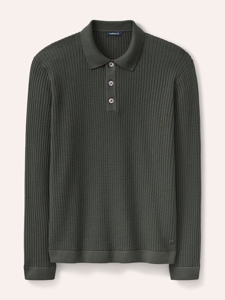 Strickpolo aus Baumwolle Oliv