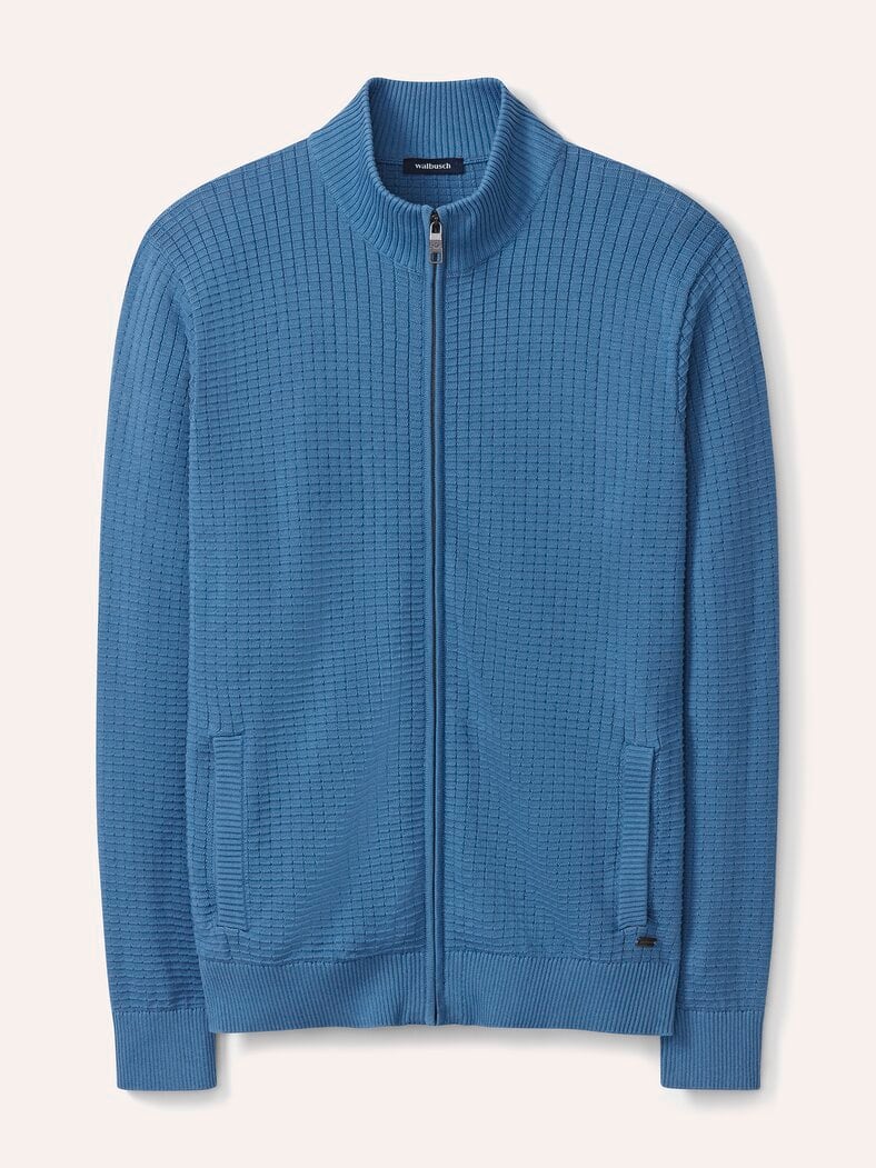Strickjacke Waffelstruktur Rauchblau