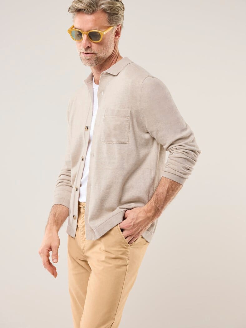 Geknöpftes Strickpolo Sand