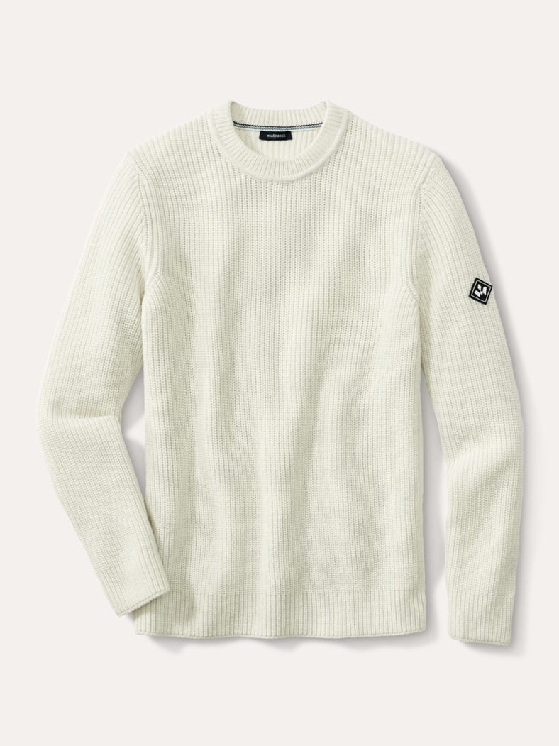 Patentstrick-Pullover Wollweiß
